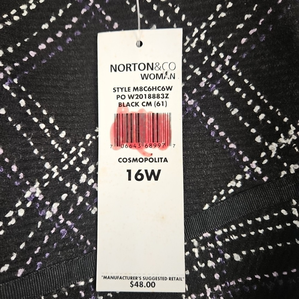 VTG 80s Norton & Co. Womens Skirt 16W Black Plaid Purple/White Lined Cosmopolita - Picture 3 of 9